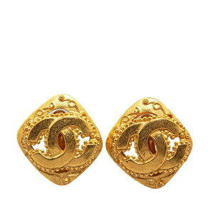 CHANEL Gold Diamond Coco Mark Earrings